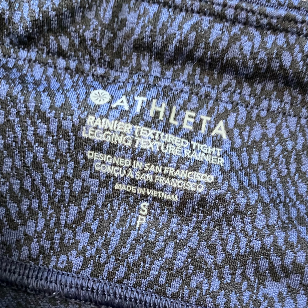 ATHLETA Blue/Black Ranier High Rise Textured Legging Size S - Picture 15 of 16